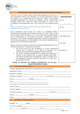 Application for On-Site Wastewater Works Approval