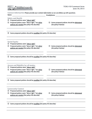 Review of Draft Policies Comment Form