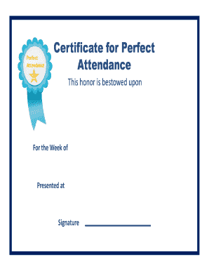 Perfect Attendance Certificate
