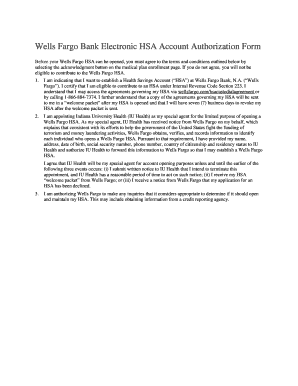 Wells Fargo HSA Account Authorization Form