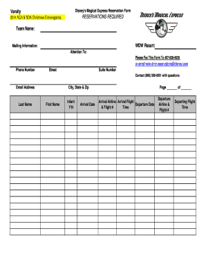 Disney's Magical Express Reservation Form