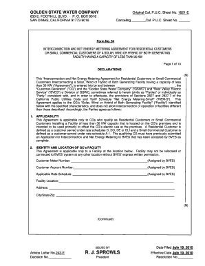 Interconnection and Net Energy Metering Agreement for Residential Customers