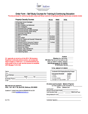 Order Form for Self Study Courses