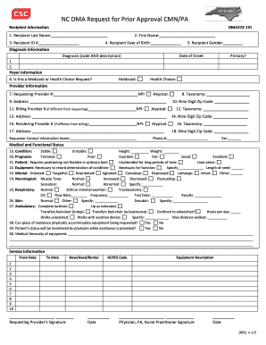 NC DMA Request for Prior Approval