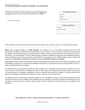 California Disabled Veterans Property Tax Exemption Form