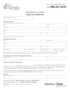 Ohio Tobacco Quit Line Referral Form