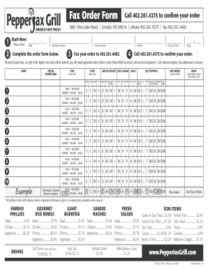 Fax Order Form