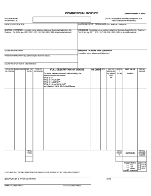 Commercial Invoice for International Shipping
