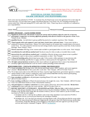 Illinois CLE Course Checklist and Responsibilities