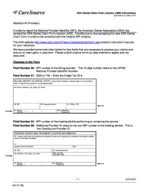 ADA Dental Claim Form J400