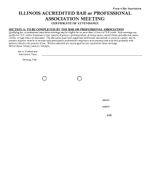 Illinois Accredited Bar Association Meeting Certificate of Attendance