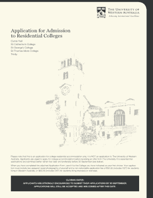 Application for Residential College Accommodation