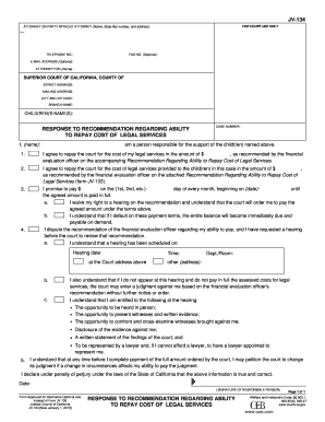 Response to Recommendation Regarding Ability to Repay Legal Services