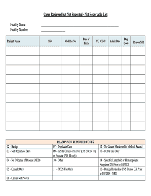 Not Reportable List Form