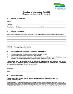 Freedom of Information Act Request Form