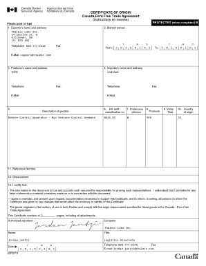 Certificate of Origin