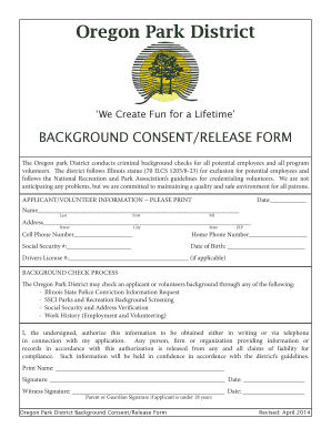 Oregon Park District Background Consent Form