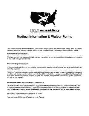 USA Wrestling Medical and Waiver Forms