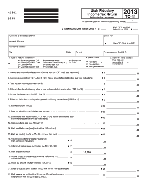 Utah Fiduciary Income Tax Return 2013