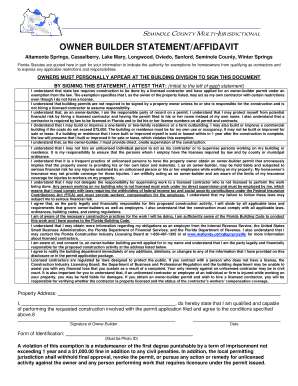Owner Builder Statement/Affidavit