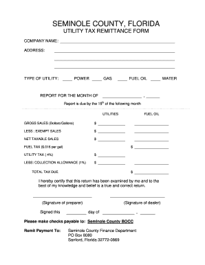 Seminole County Utility Tax Remittance Form