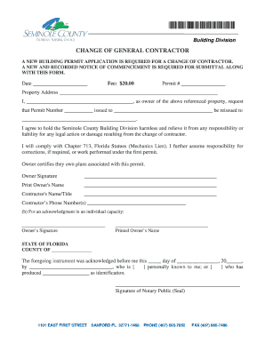 Change of General Contractor Form