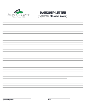 Hardship Letter (Explanation of Loss of Income)
