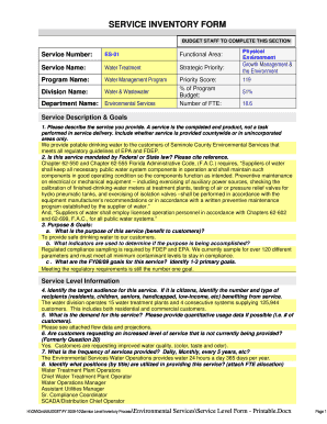 Seminole County Water Service Inventory Form