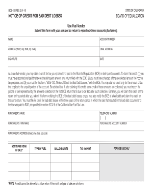 California Bad Debt Credit Notice