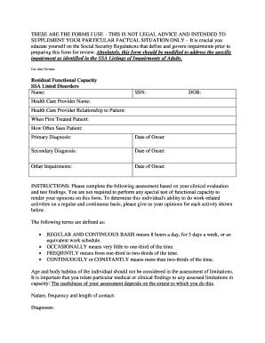 Residual Functional Capacity Assessment Form