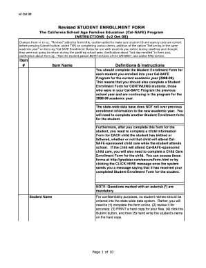 California Student Enrollment Form
