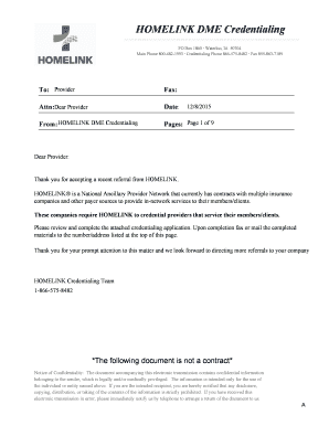 HOMELINK DME Provider Credentialing Application