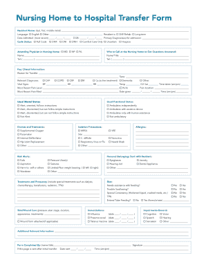 Nursing Home to Hospital Transfer Form