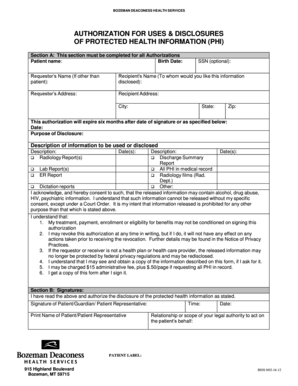 Authorization for Disclosure of Protected Health Information