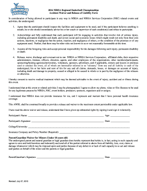 NIRSA Basketball Championship Accident Waiver