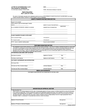 Letter of Authorization for Change of Ownership