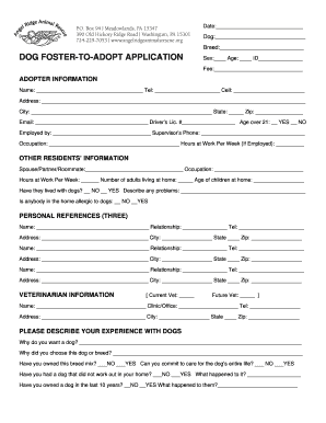 Dog Foster-to-Adopt Application