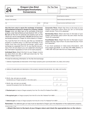 Oregon Form 24 Like-Kind Exchange