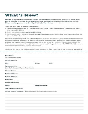 CUA Magazine Class Notes Submission Form