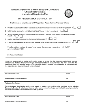 Louisiana IRP Registration Certification