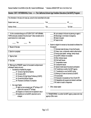 California Student Exit/Withdrawal Form