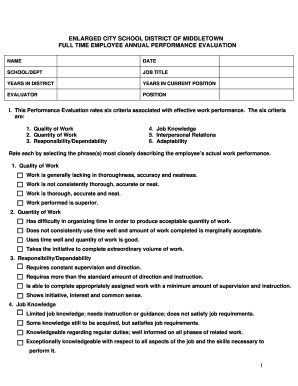 Full Time Employee Annual Performance Evaluation