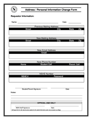 Address Personal Information Change Form