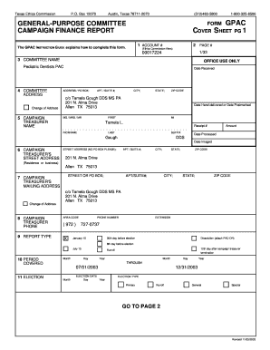 Texas Ethics Commission GPAC Form