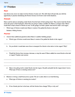 Friction Force Practice Worksheet