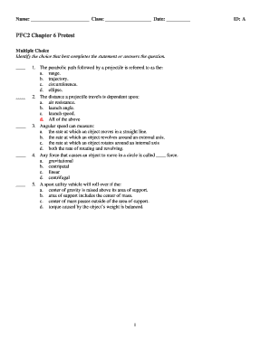 PFC2 Chapter 6 Pretest