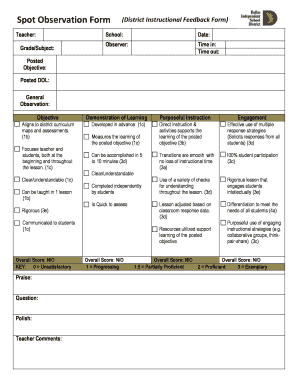 Teacher Observation Form