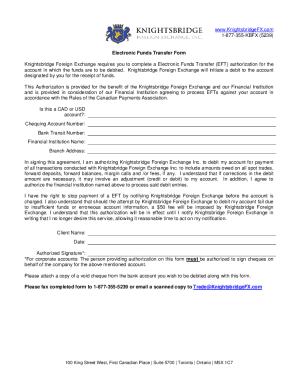Electronic Funds Transfer Authorization Form