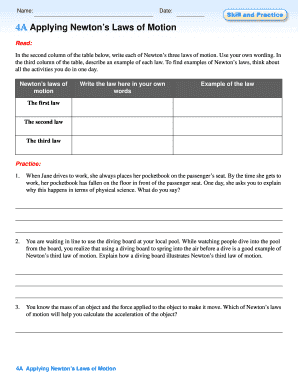 Newton's Laws of Motion Worksheet