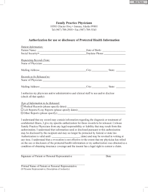Authorization for Use or Disclosure of Protected Health Information